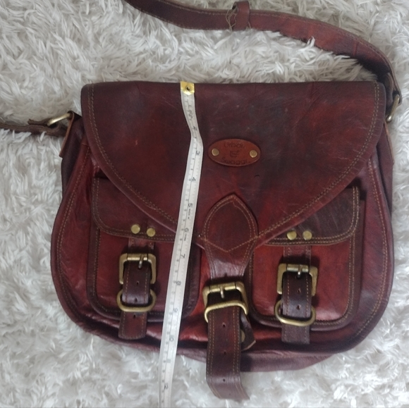 Urban Swaggr Leather Unisex Buckle Satchel Crossbody Bag - Picture 8 of 8